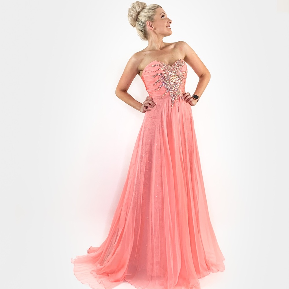 Glam Pageant Prom Dress with Overlay Skirt - Picture 7 of 8